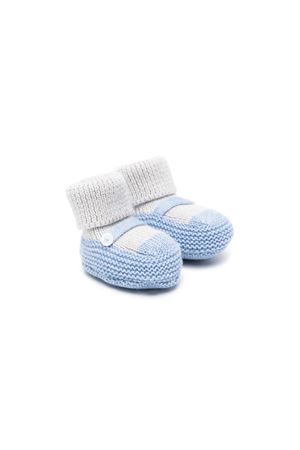 Light blue and grey wool knitted slippers LITTLE BEAR KIDS | 7141GRIGIOAZZURRO